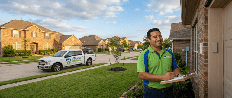 Property management companies in Houston TX - Superior Property Management team at a Cypress rental home